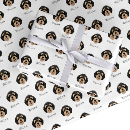 Bernedoodle Icon with Name Custom Wrapping Paper