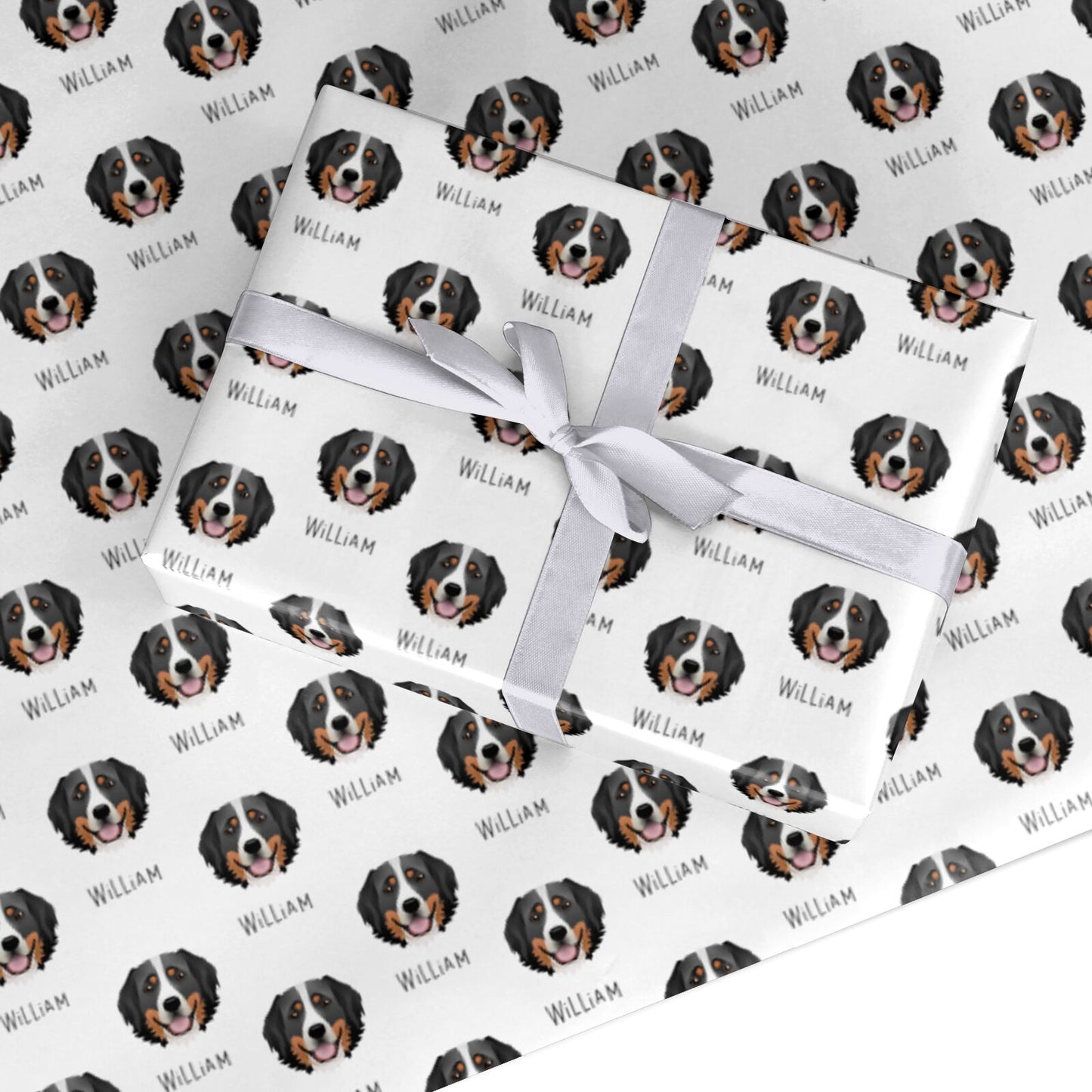 Bernese Mountain Dog Icon with Name Custom Wrapping Paper