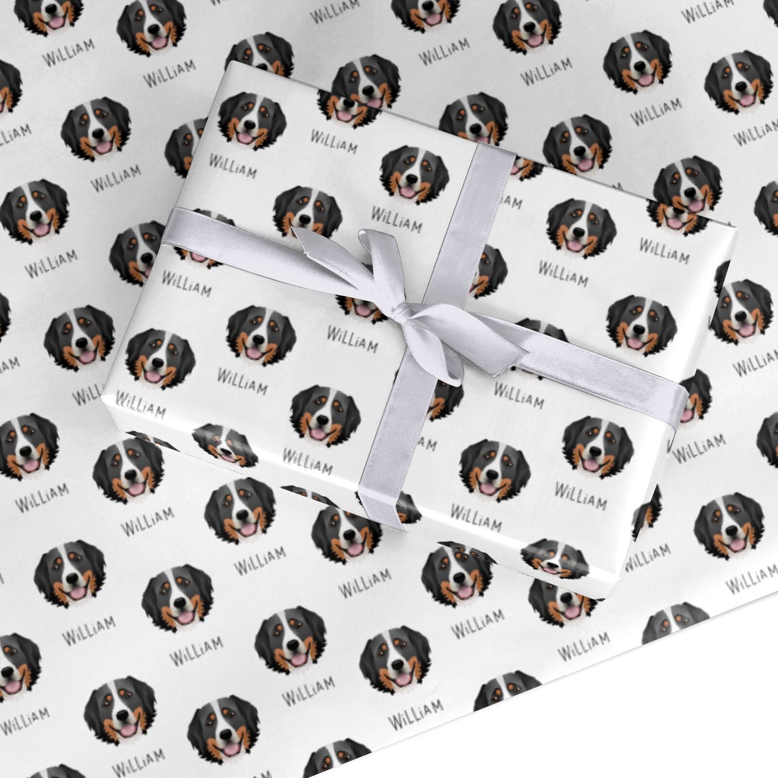 Bernese Mountain Dog Icon with Name Custom Wrapping Paper