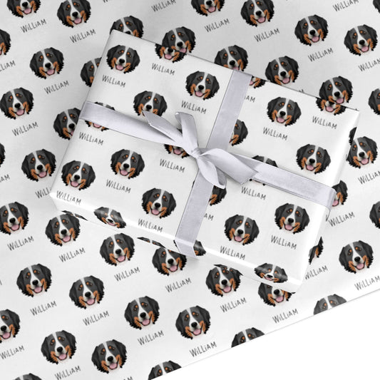 Bernese Mountain Dog Icon with Name Custom Wrapping Paper