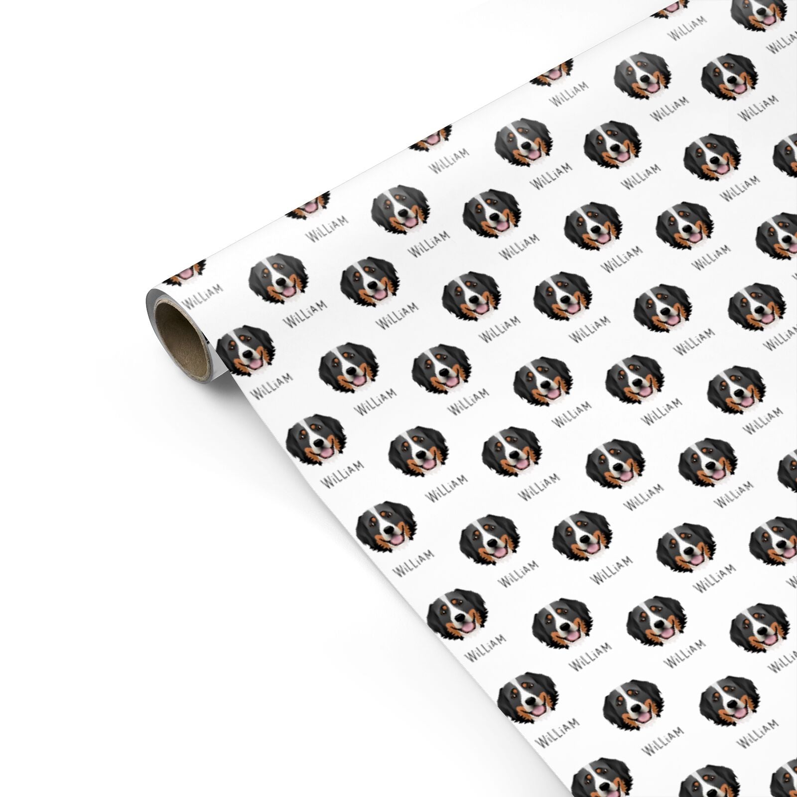 Bernese Mountain Dog Icon with Name Personalised Gift Wrap