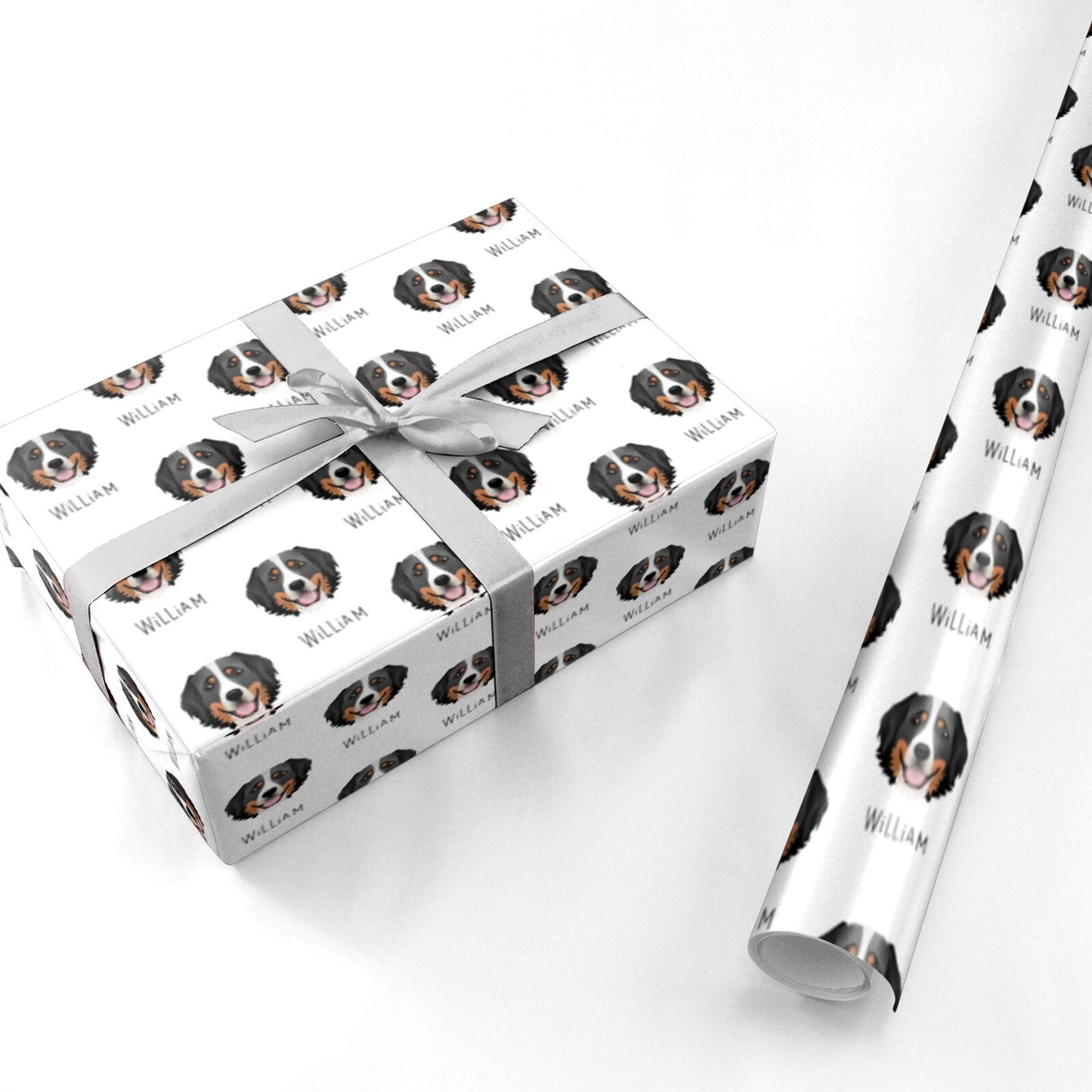 Bernese Mountain Dog Icon with Name Personalised Wrapping Paper