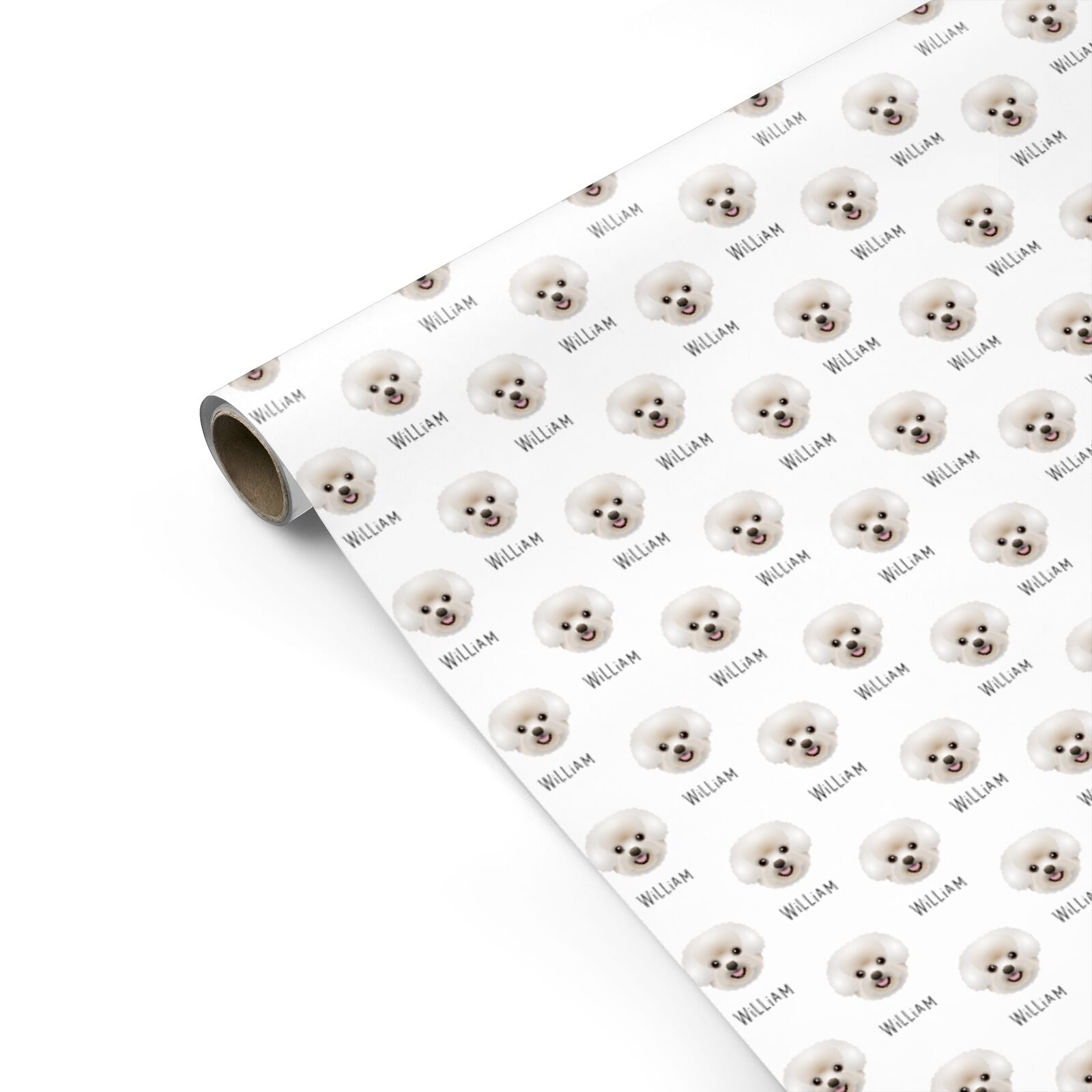 Bichon Frise Icon with Name Personalised Gift Wrap