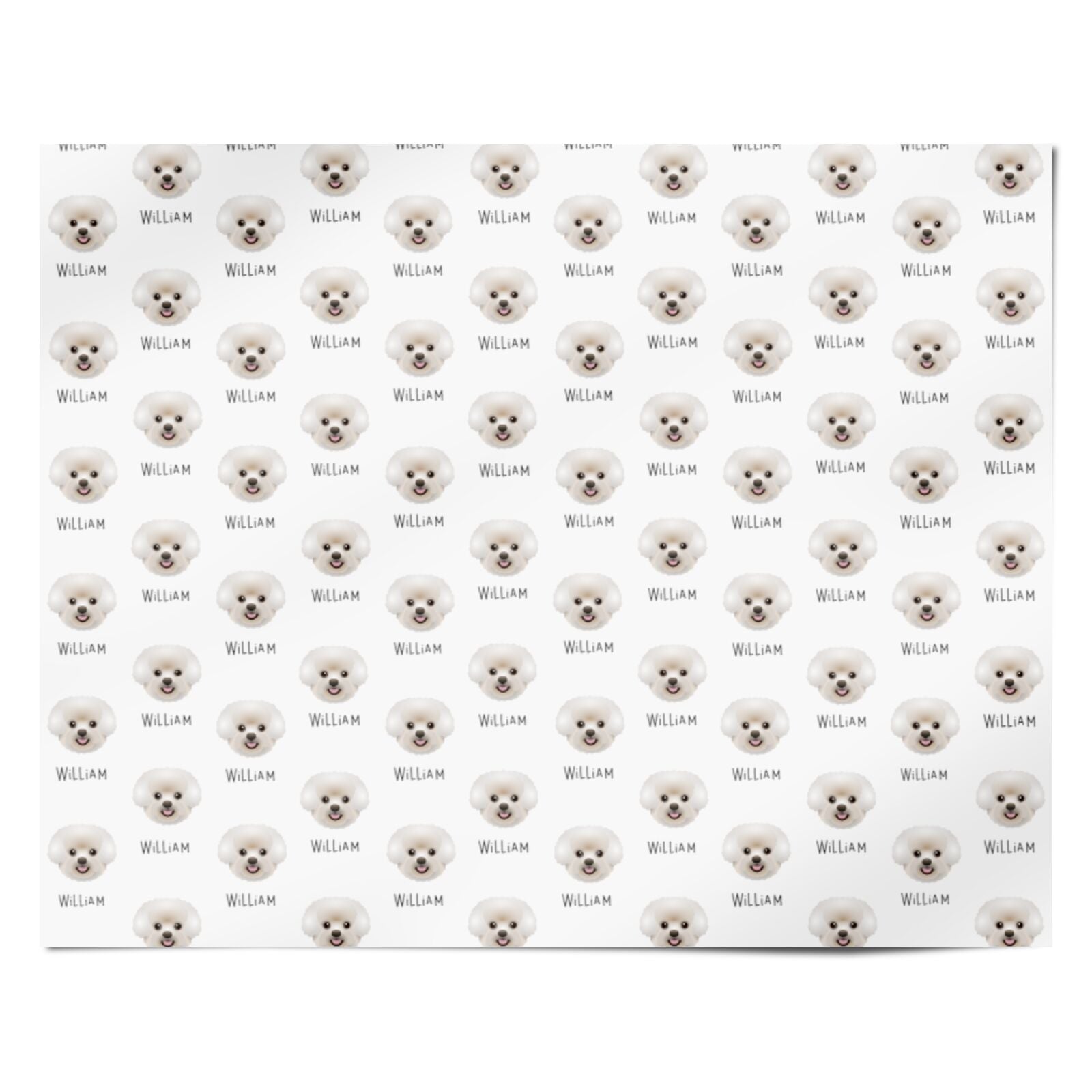 Bichon Frise Icon with Name Personalised Wrapping Paper Alternative