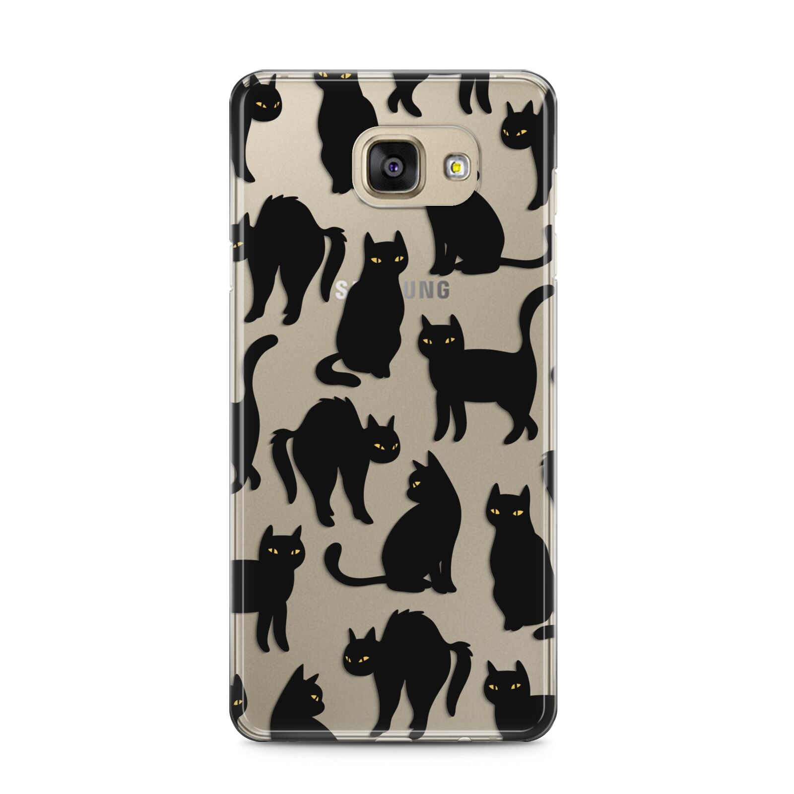 Black Cat Samsung Galaxy A5 2016 Case on gold phone