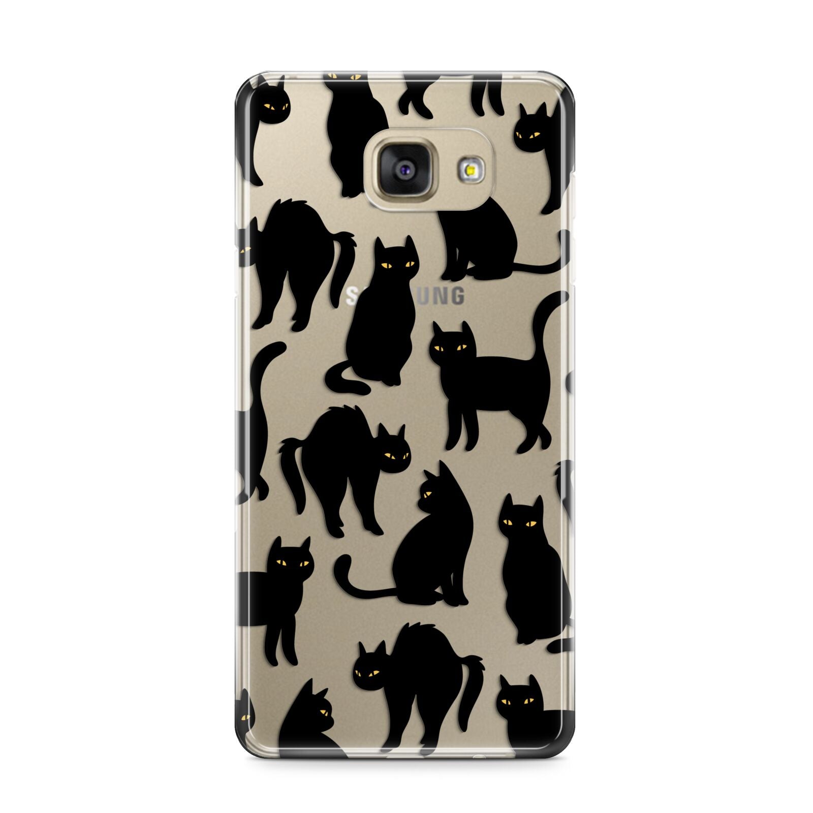 Black Cat Samsung Galaxy A9 2016 Case on gold phone