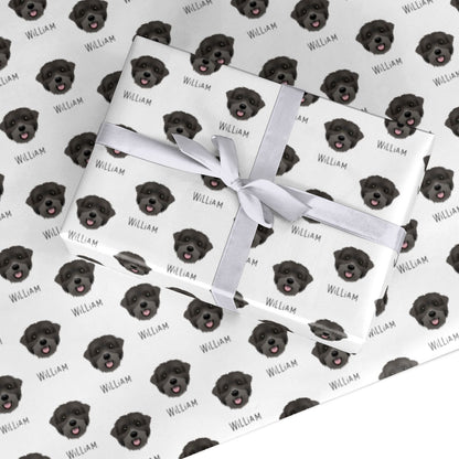 Black Russian Terrier Icon with Name Custom Wrapping Paper