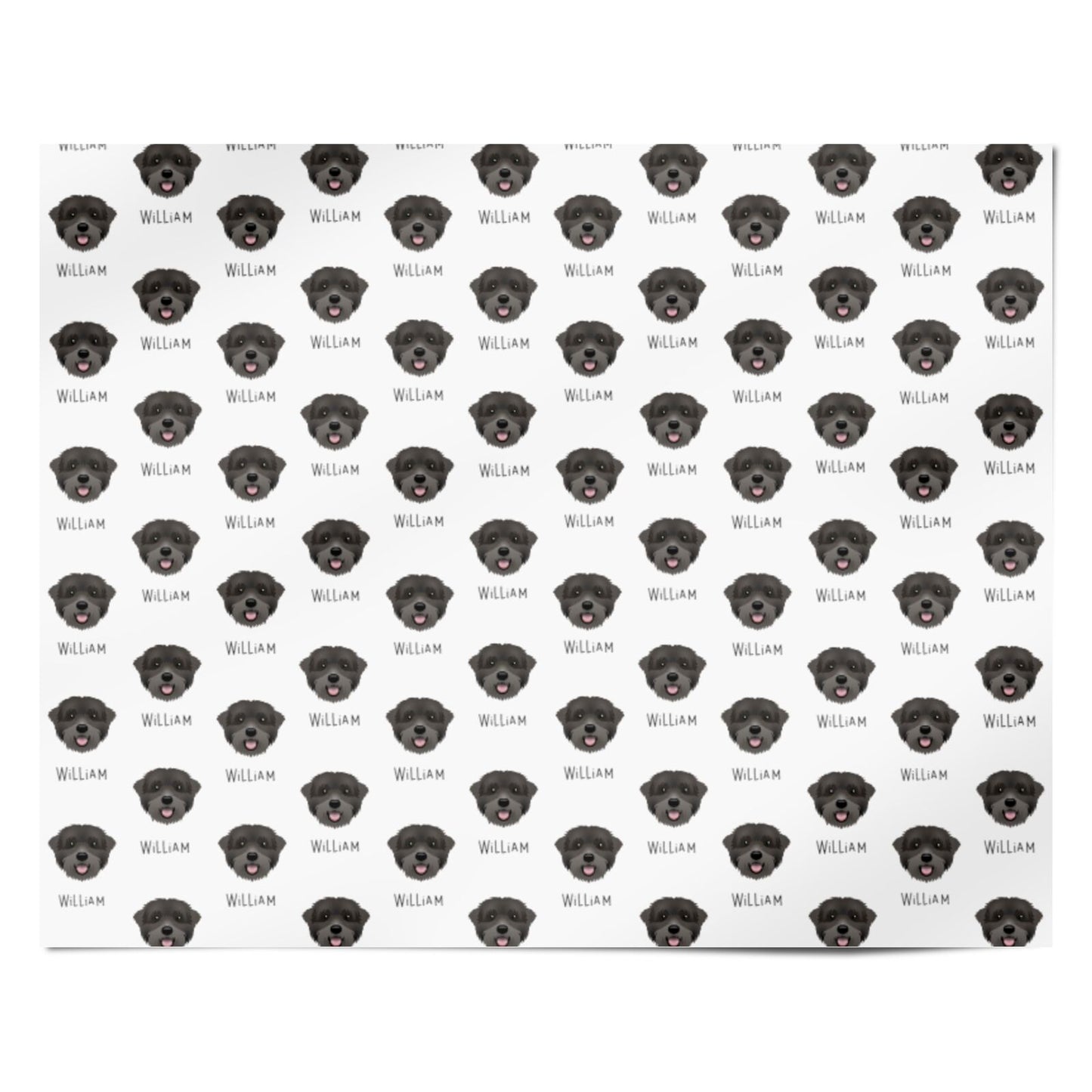 Black Russian Terrier Icon with Name Personalised Wrapping Paper Alternative