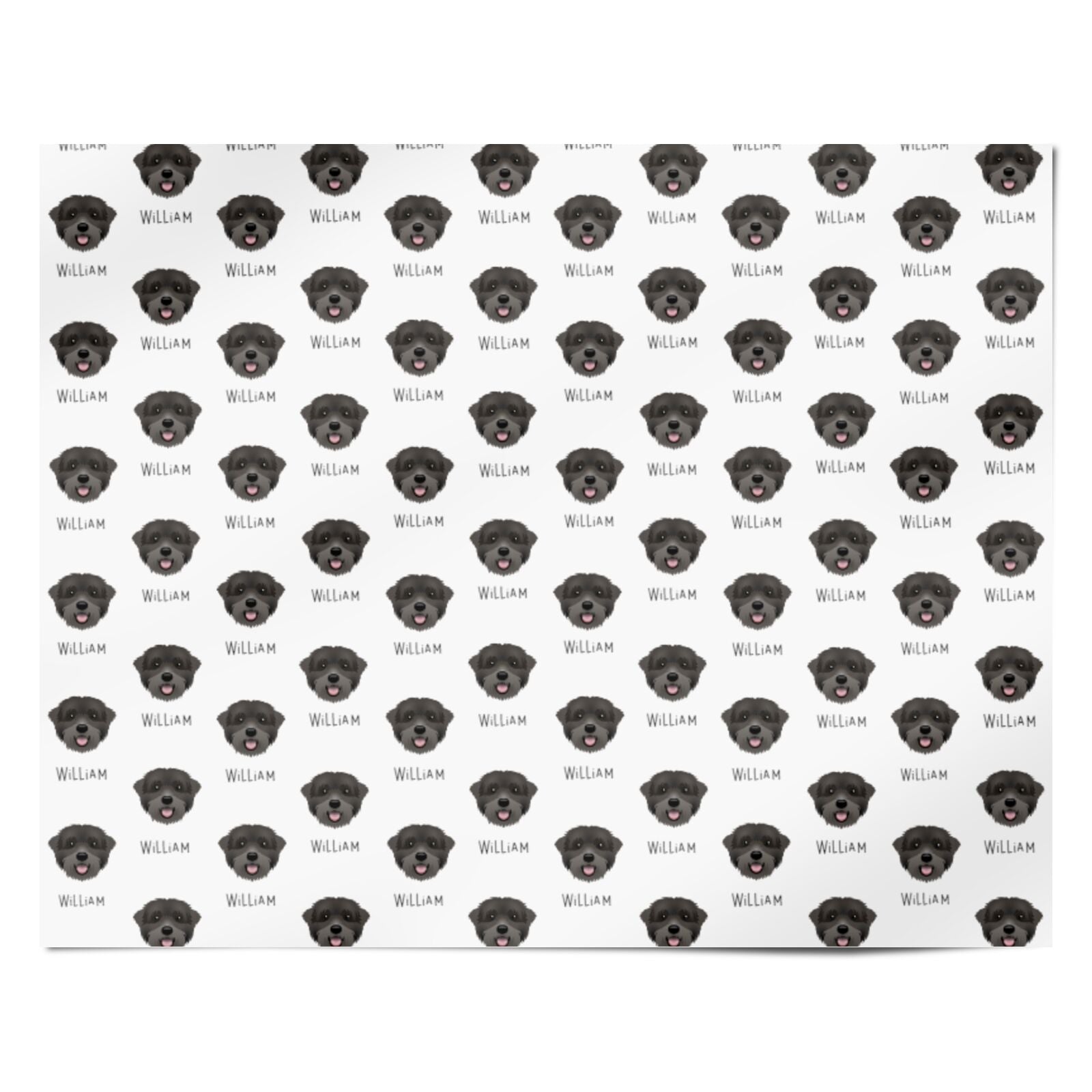 Black Russian Terrier Icon with Name Personalised Wrapping Paper Alternative