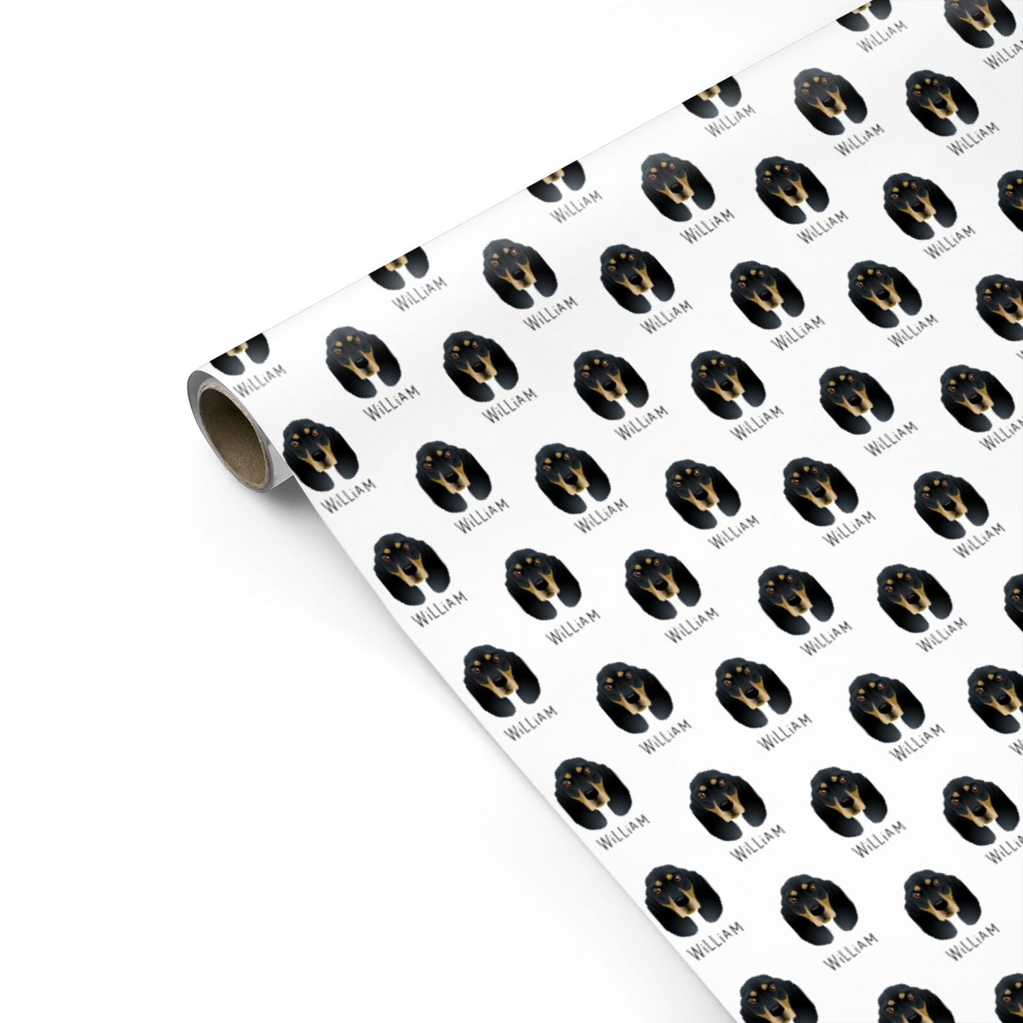 Black and Tan Coonhound Icon with Name Personalised Gift Wrap