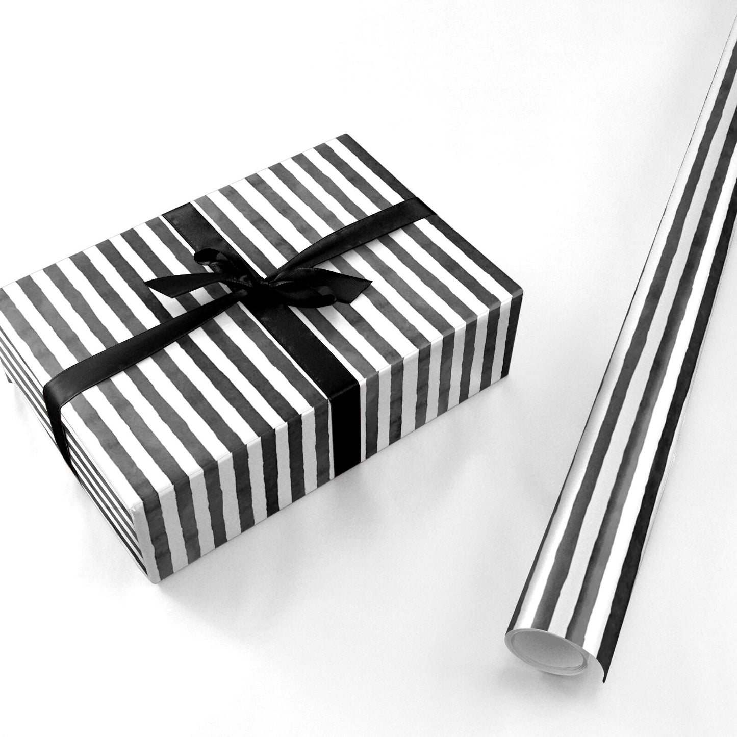 Black and White Striped Personalised Wrapping Paper