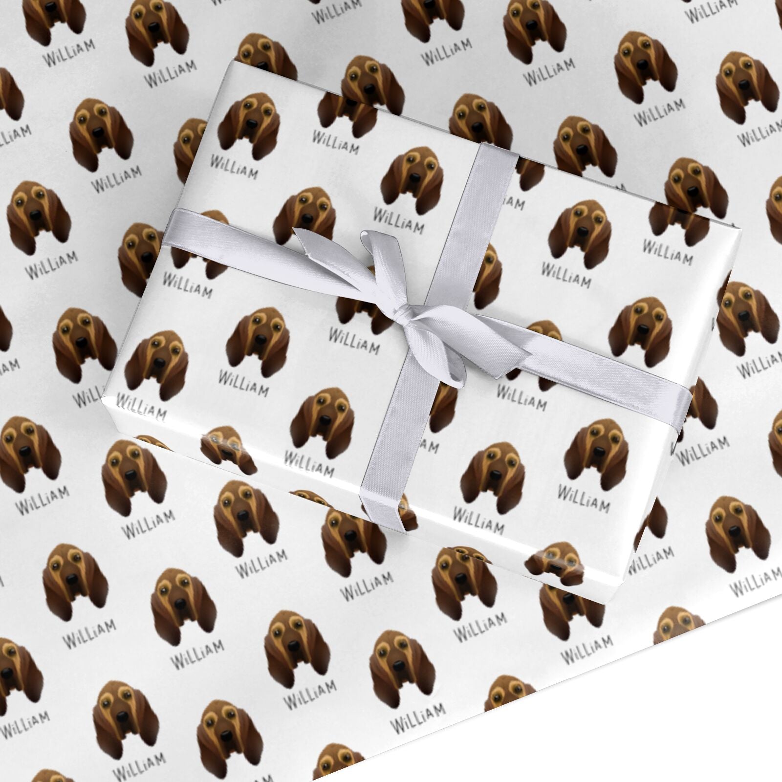 Bloodhound Icon with Name Custom Wrapping Paper