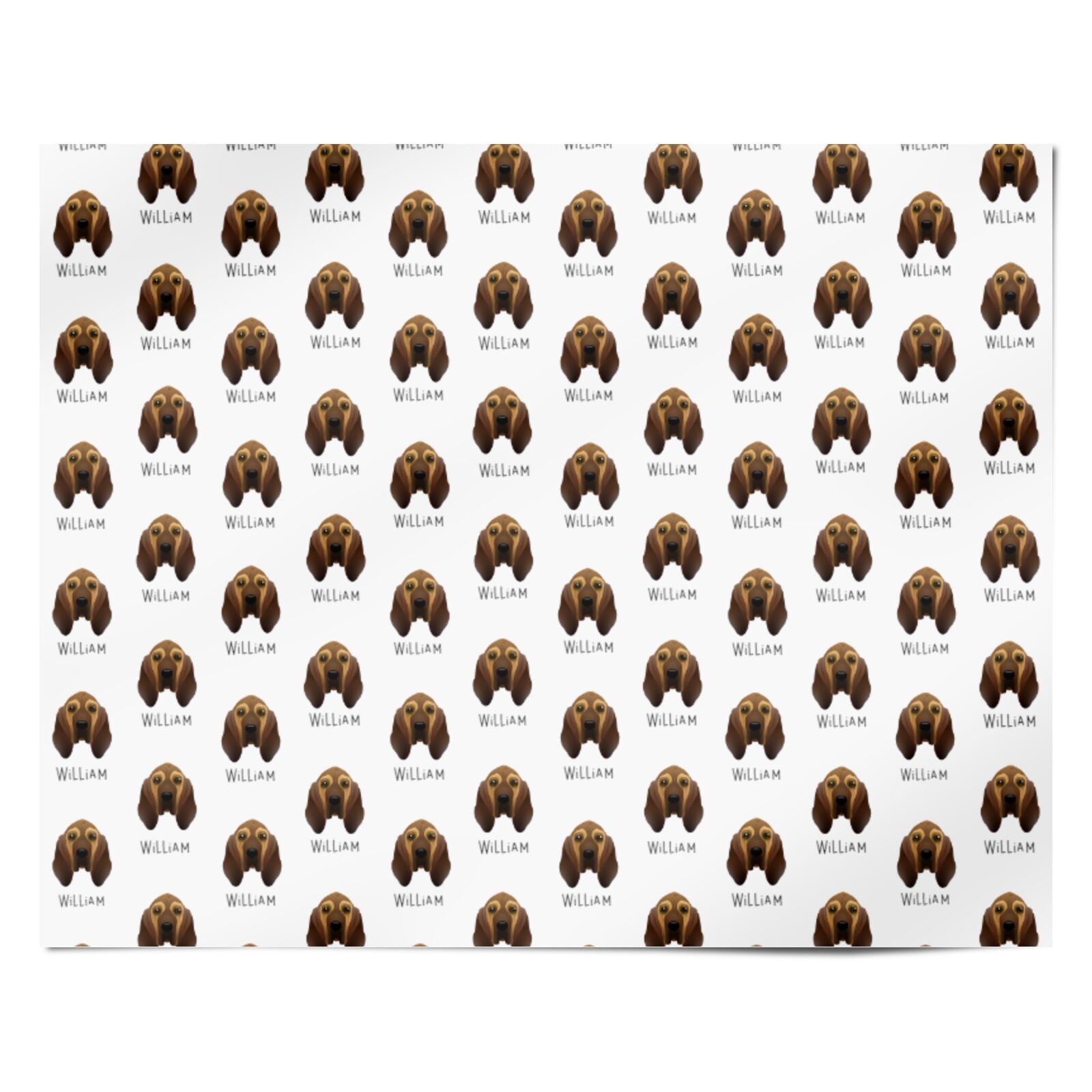 Bloodhound Icon with Name Personalised Wrapping Paper Alternative