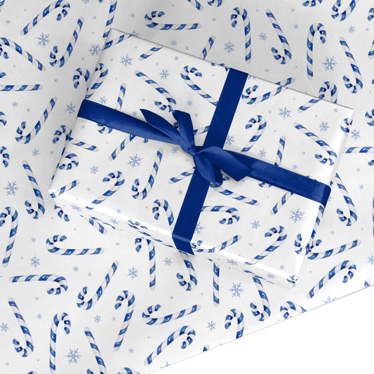 Blue Candy Cane Custom Wrapping Paper