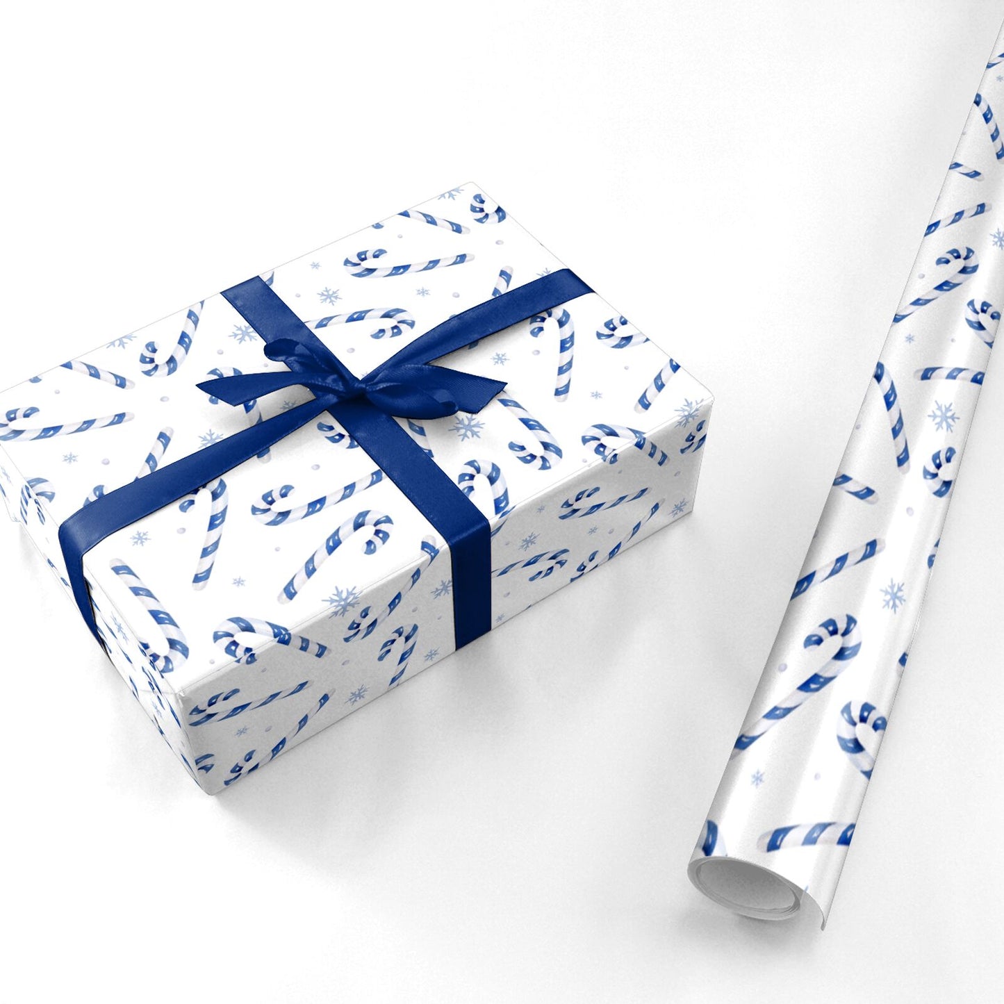 Blue Candy Cane Personalised Wrapping Paper