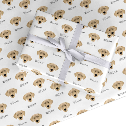 Blue Lacy Icon with Name Custom Wrapping Paper