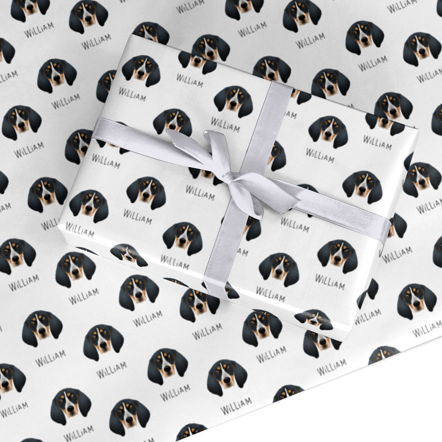 Bluetick Coonhound Icon with Name Custom Wrapping Paper