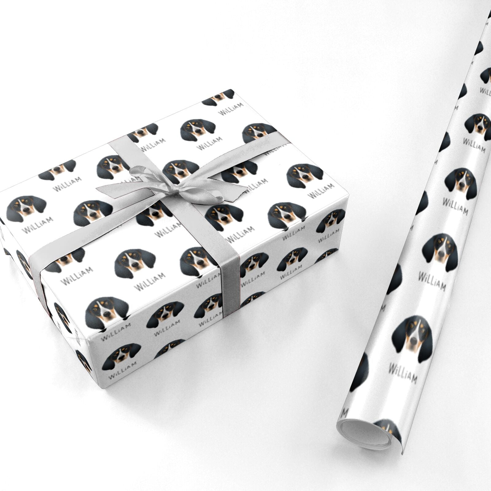 Bluetick Coonhound Icon with Name Personalised Wrapping Paper