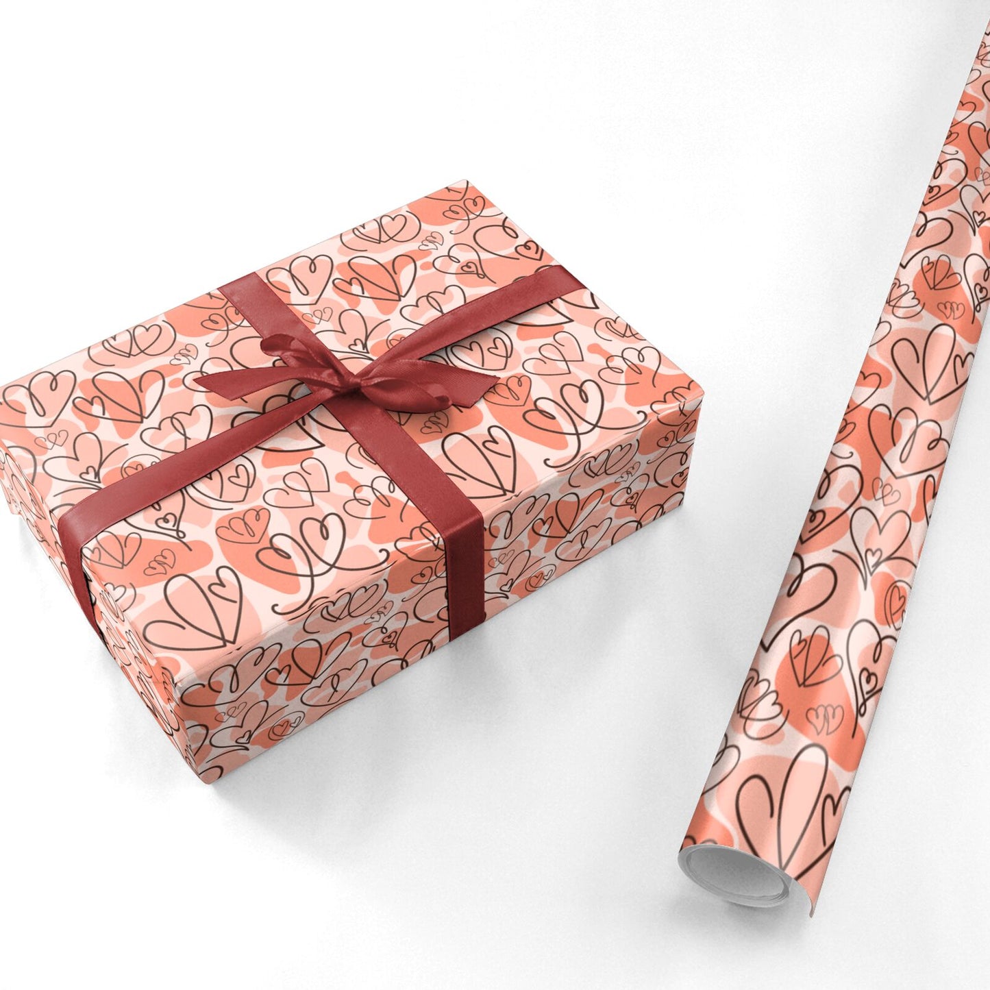 Blush Love Heart Personalised Wrapping Paper