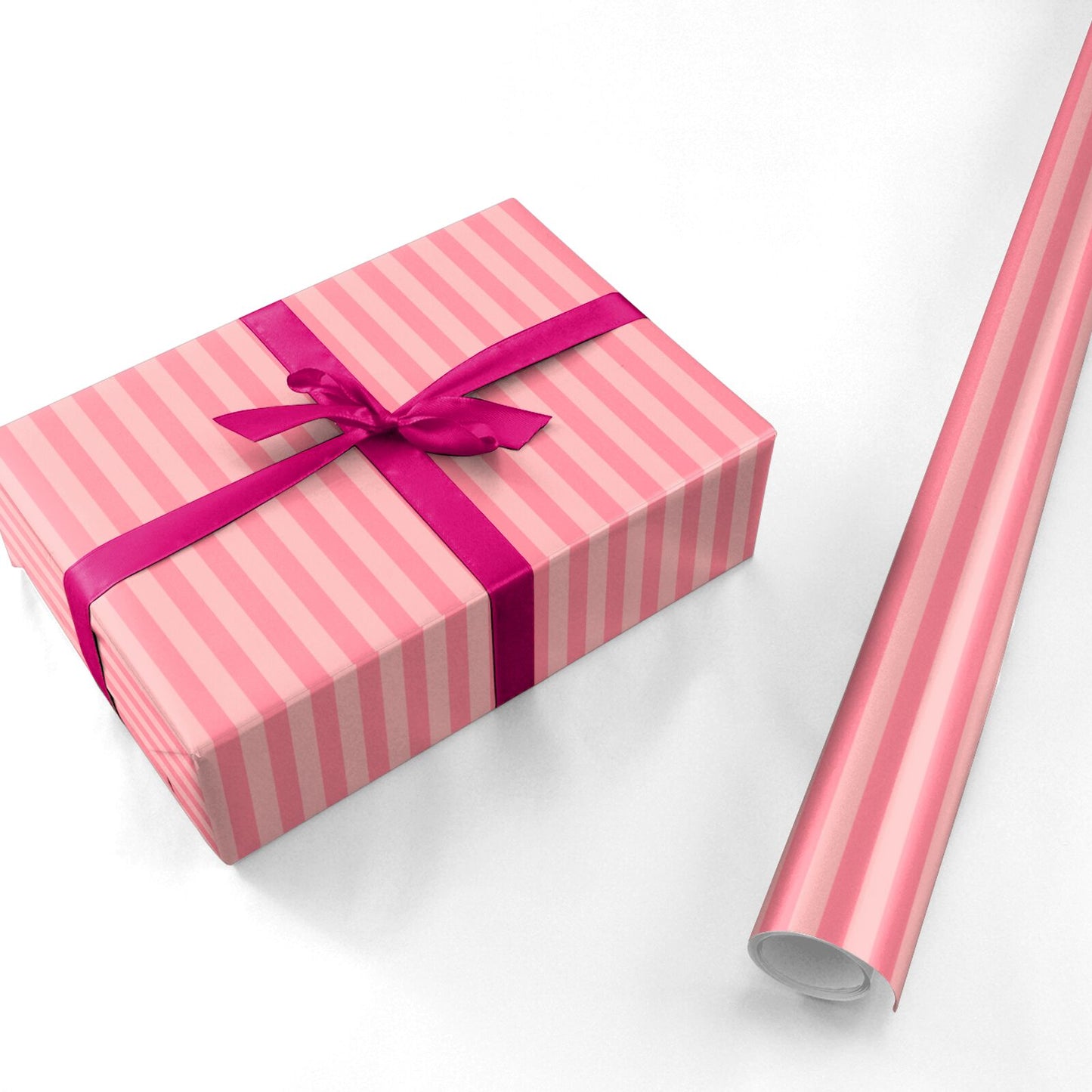 Blush Pink Striped Personalised Wrapping Paper