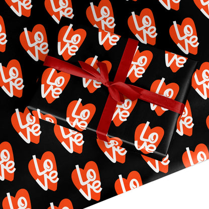 Bold Love Heart Black Valentines Day Custom Wrapping Paper