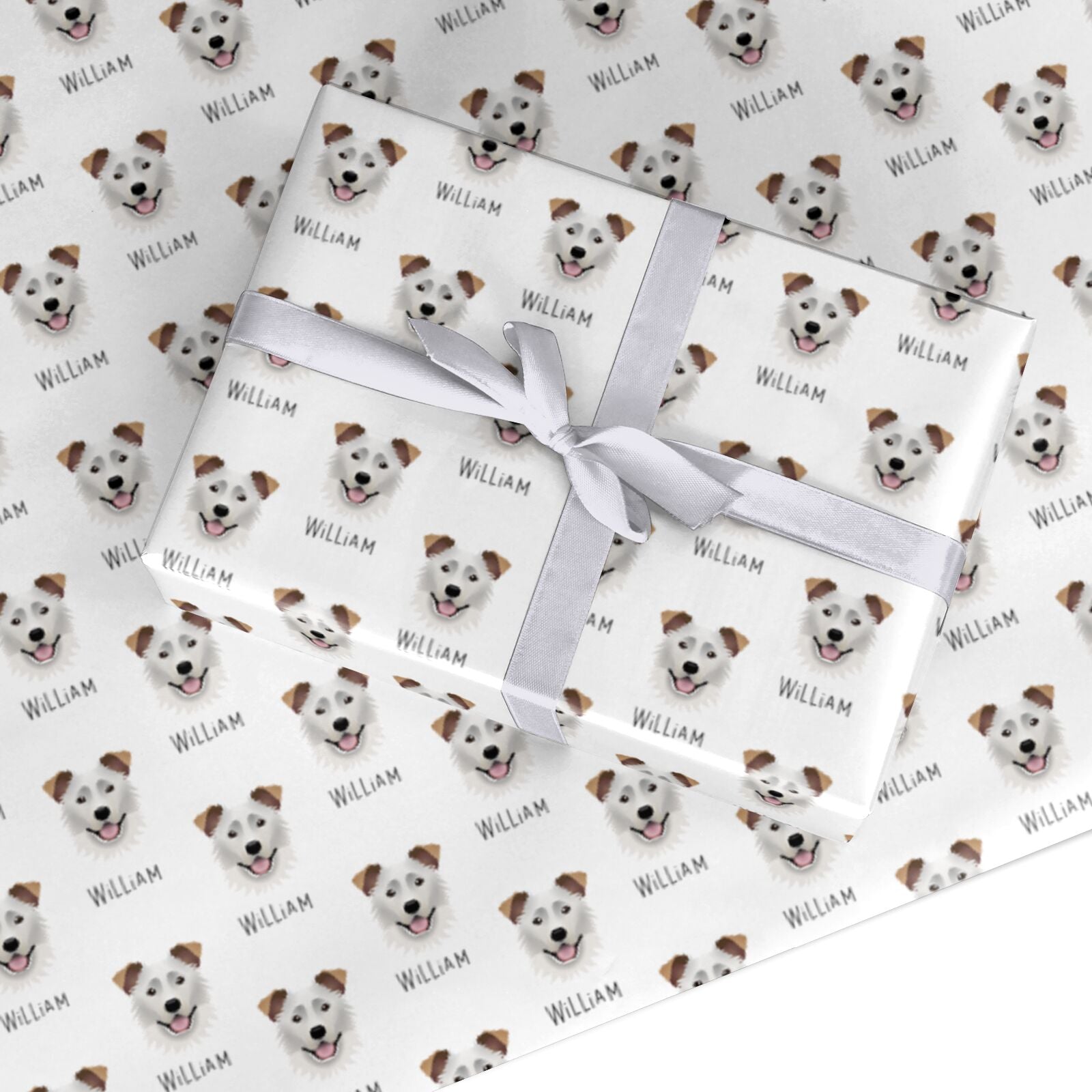 Border Collie Icon with Name Custom Wrapping Paper