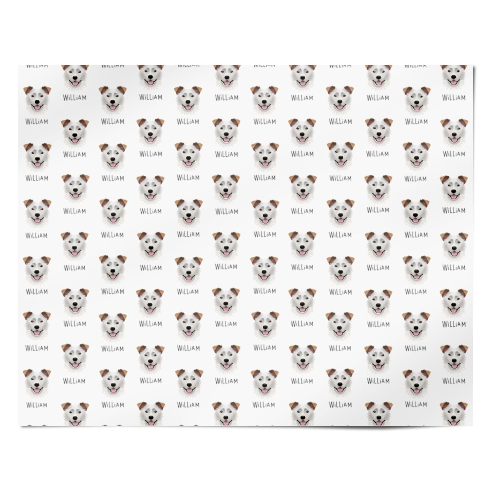 Border Collie Icon with Name Personalised Wrapping Paper Alternative