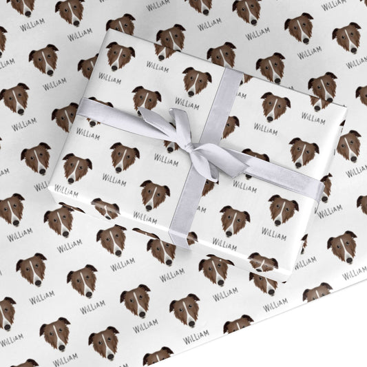 Borzoi Icon with Name Custom Wrapping Paper