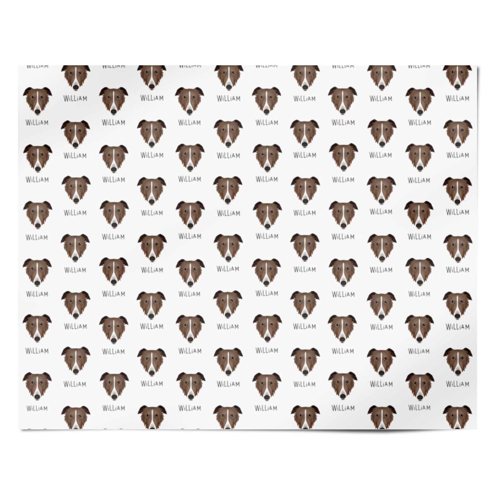 Borzoi Icon with Name Personalised Wrapping Paper Alternative