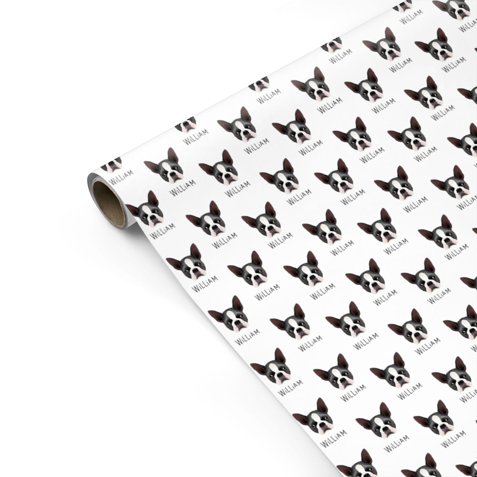 Boston Terrier Icon with Name Personalised Gift Wrap