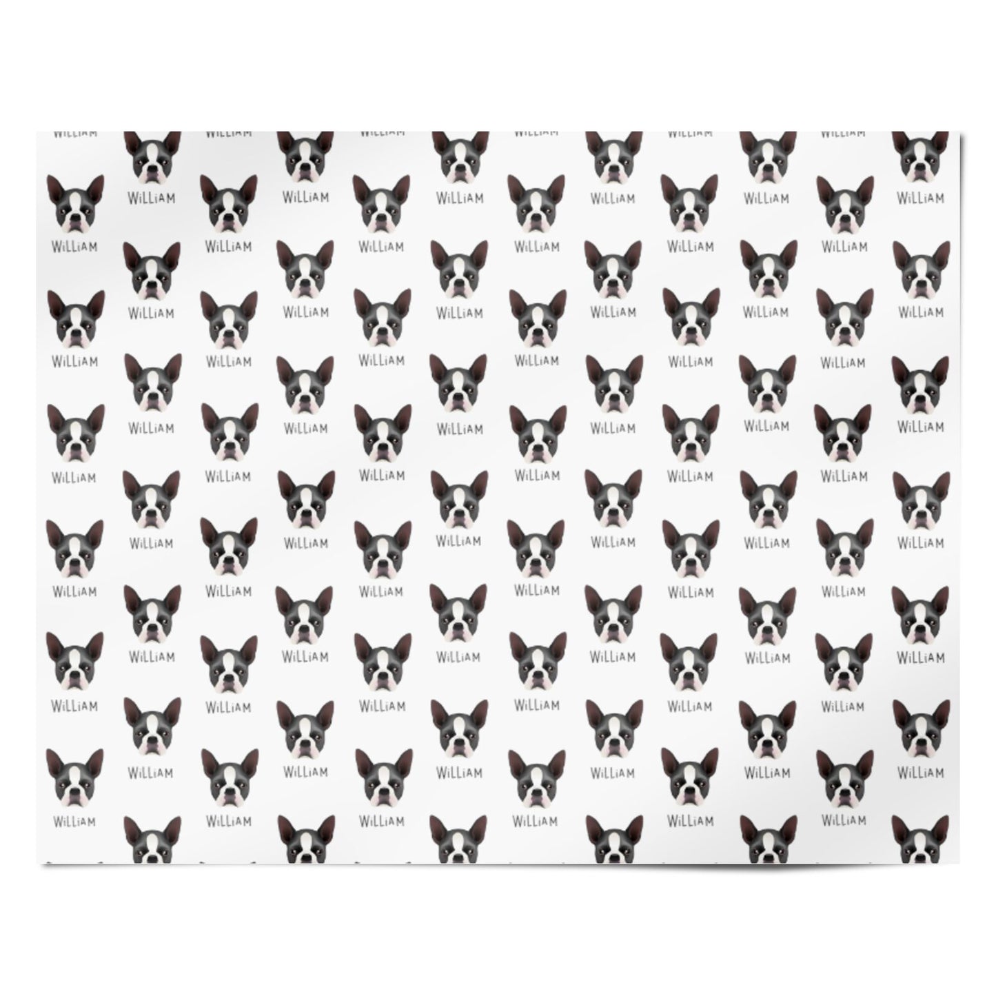 Boston Terrier Icon with Name Personalised Wrapping Paper Alternative