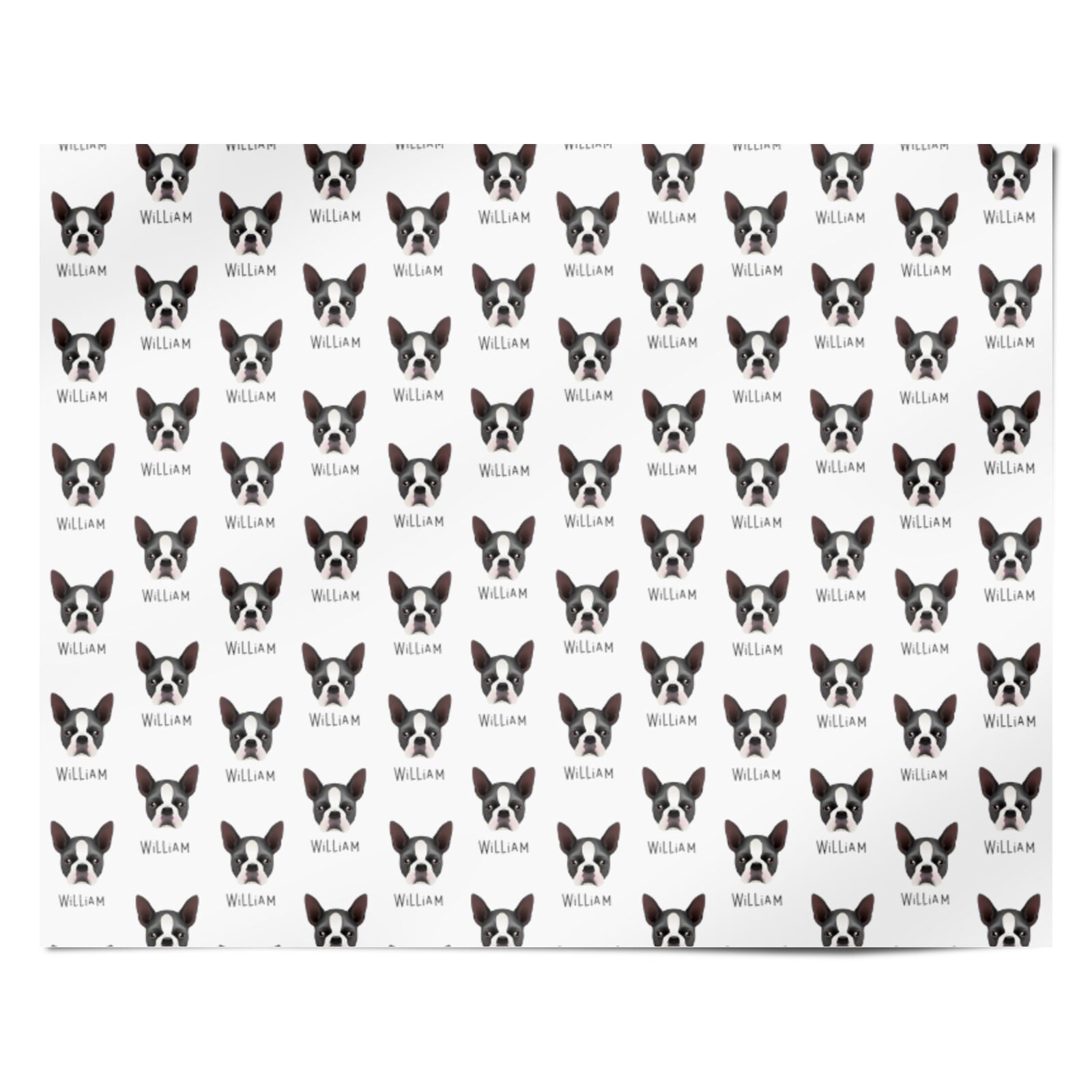 Boston Terrier Icon with Name Personalised Wrapping Paper Alternative