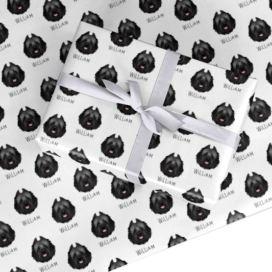 Bouvier Des Flandres Icon with Name Custom Wrapping Paper