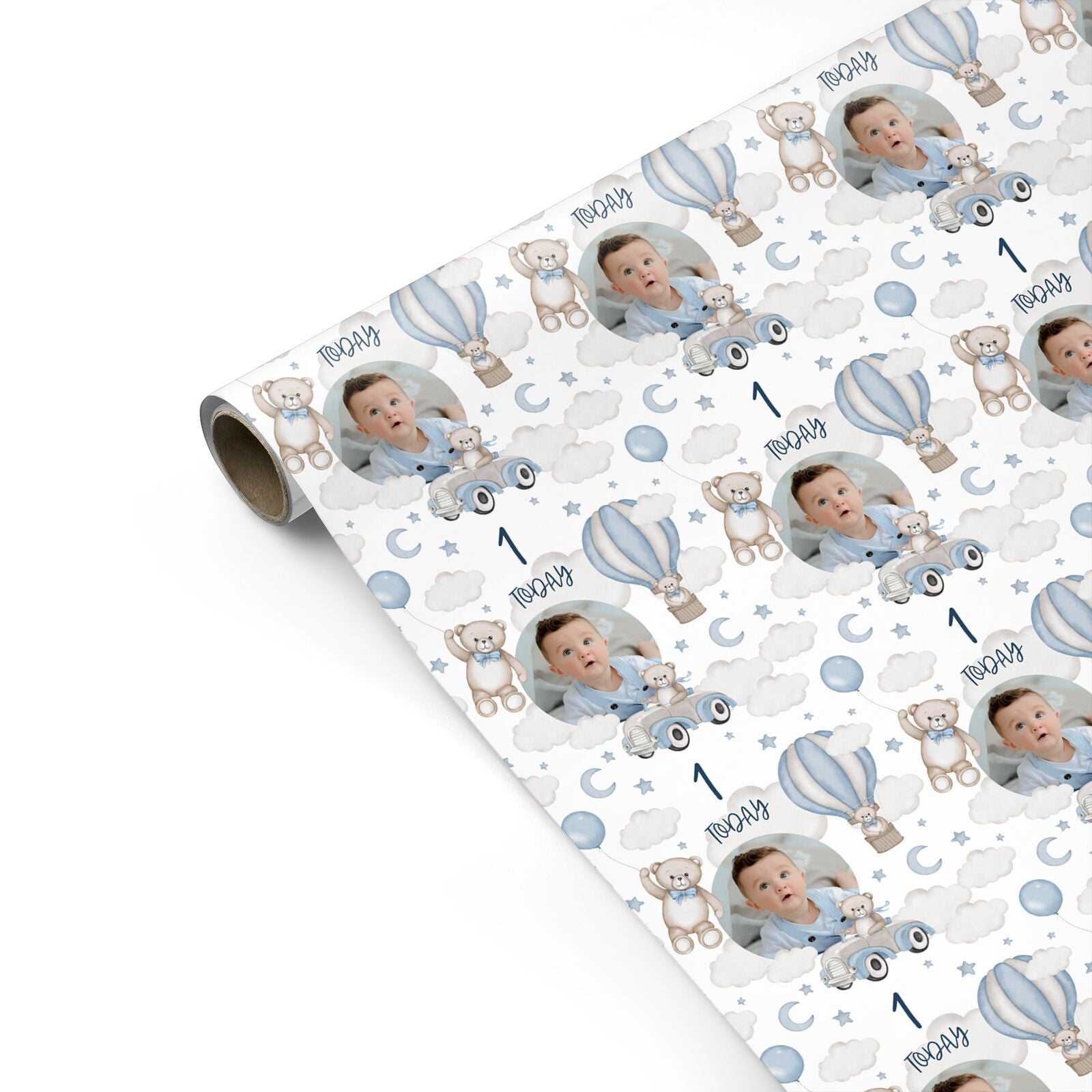 Boys 1st Birthday Personalised Photo Personalised Gift Wrap