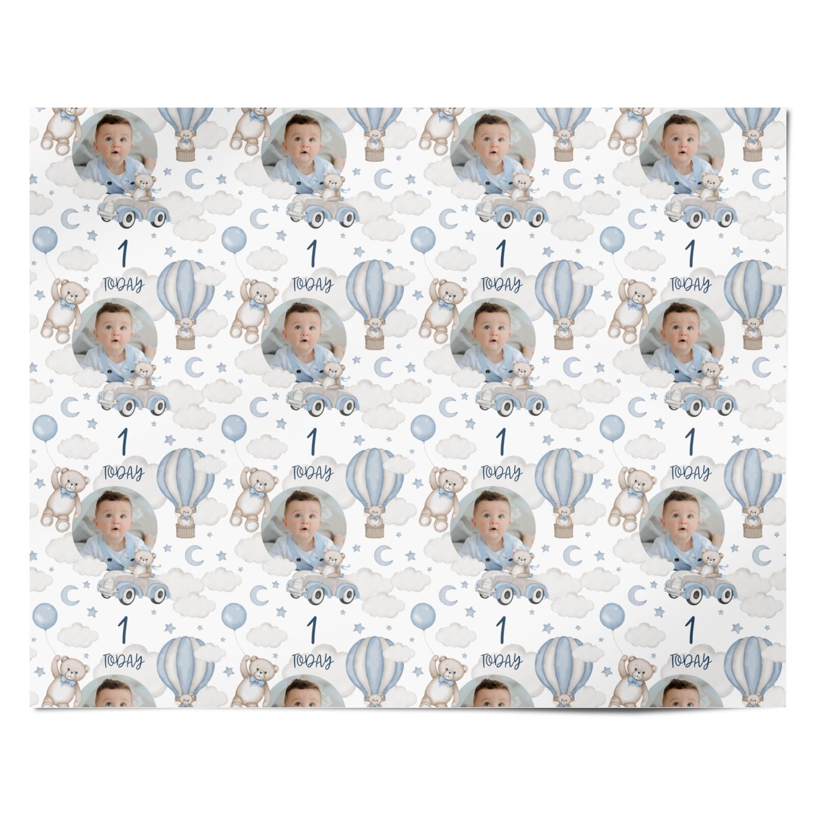 Boys 1st Birthday Personalised Photo Personalised Wrapping Paper Alternative