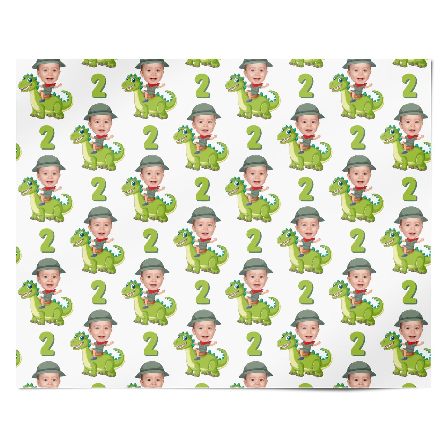 Boys Birthday Photo Dinosaur Personalised Wrapping Paper Alternative