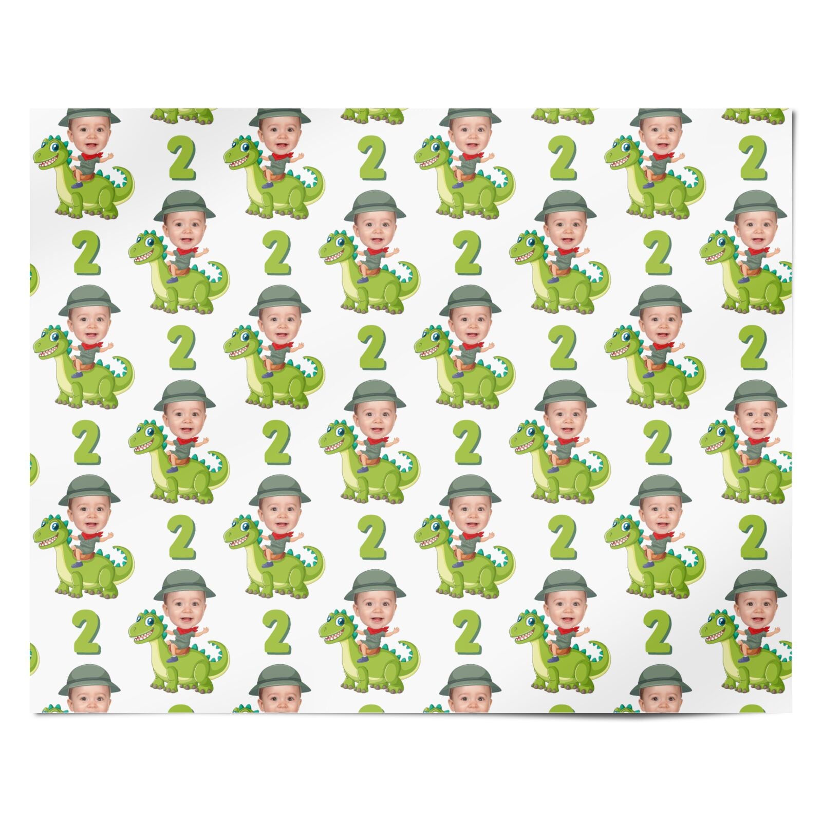 Boys Birthday Photo Dinosaur Personalised Wrapping Paper Alternative