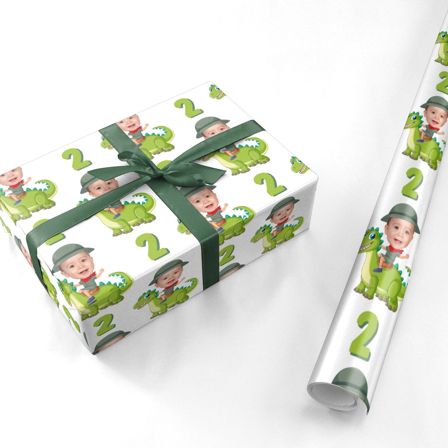 Boys Birthday Photo Dinosaur Personalised Wrapping Paper