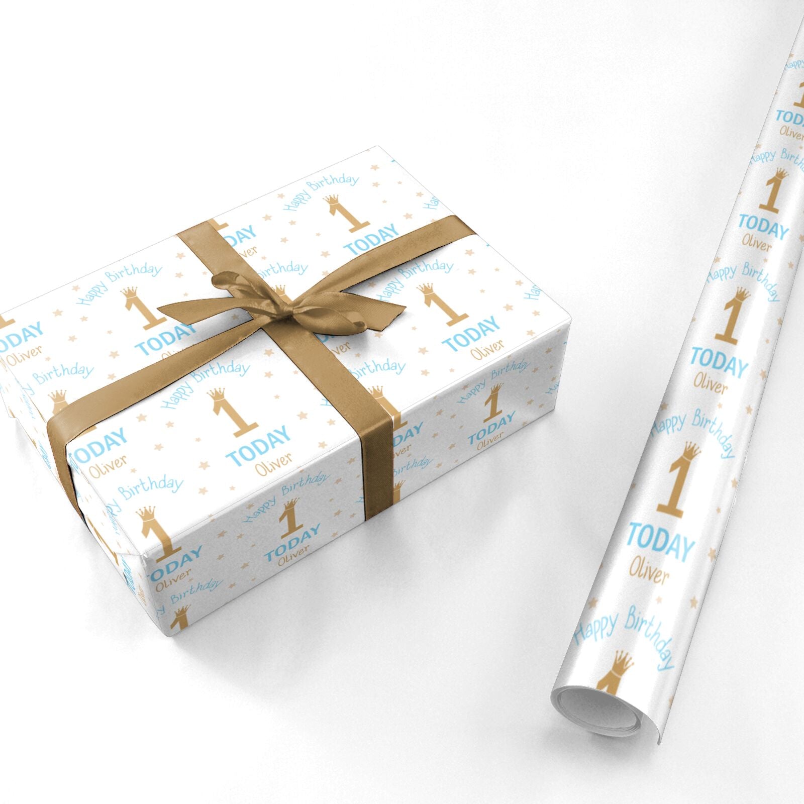 Boys Blue Personalised Birthday Personalised Wrapping Paper