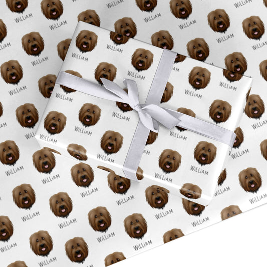 Briard Icon with Name Custom Wrapping Paper