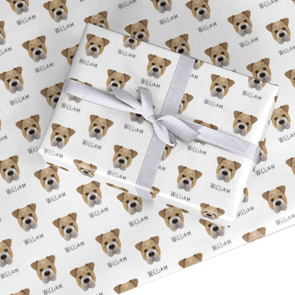 Bull Pei Icon with Name Custom Wrapping Paper