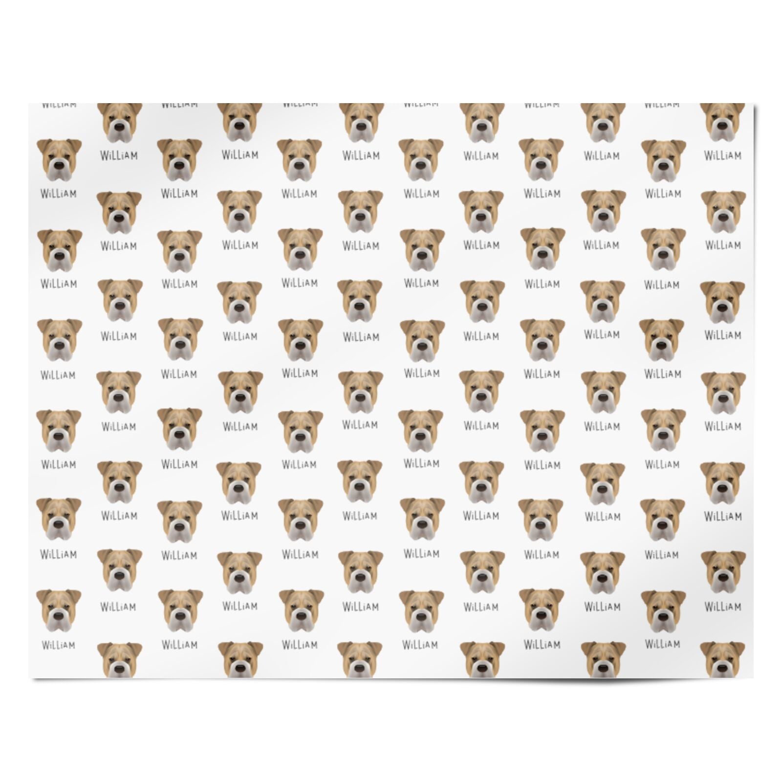 Bull Pei Icon with Name Personalised Wrapping Paper Alternative