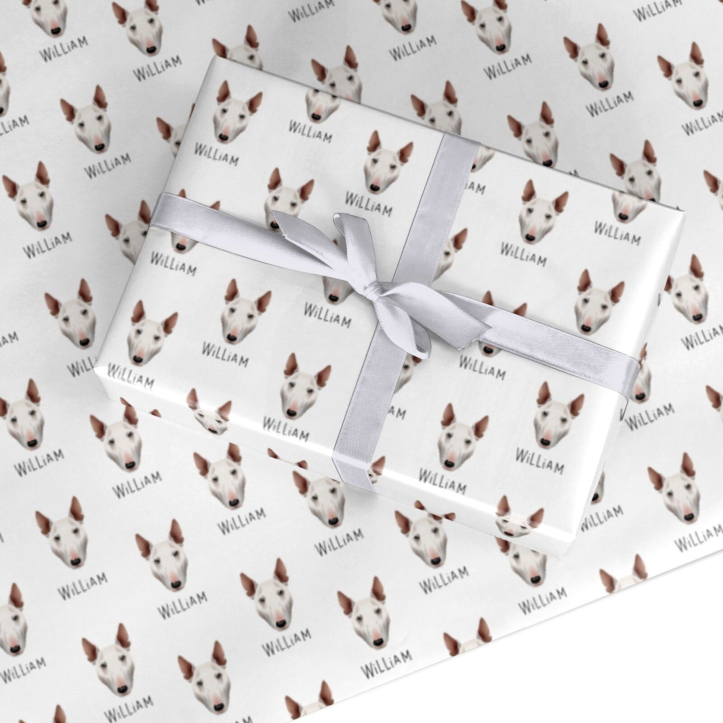 Bull Terrier Icon with Name Custom Wrapping Paper