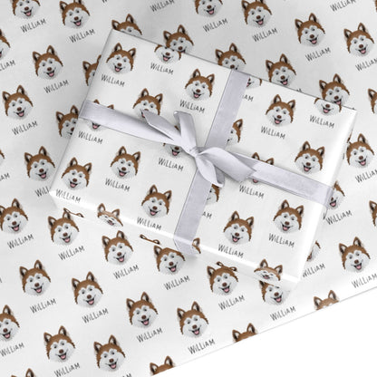 Canadian Eskimo Dog Icon with Name Custom Wrapping Paper