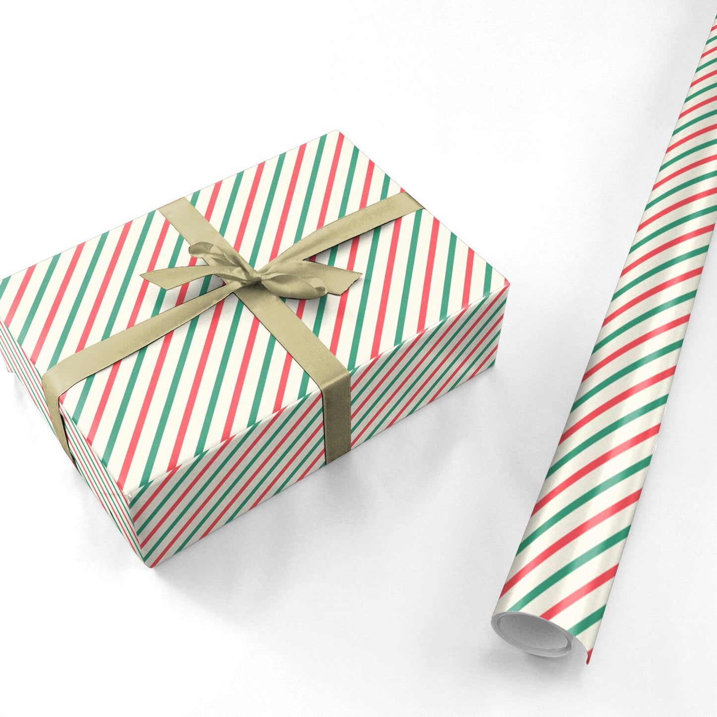 Candy Cane Christmas Striped Personalised Wrapping Paper