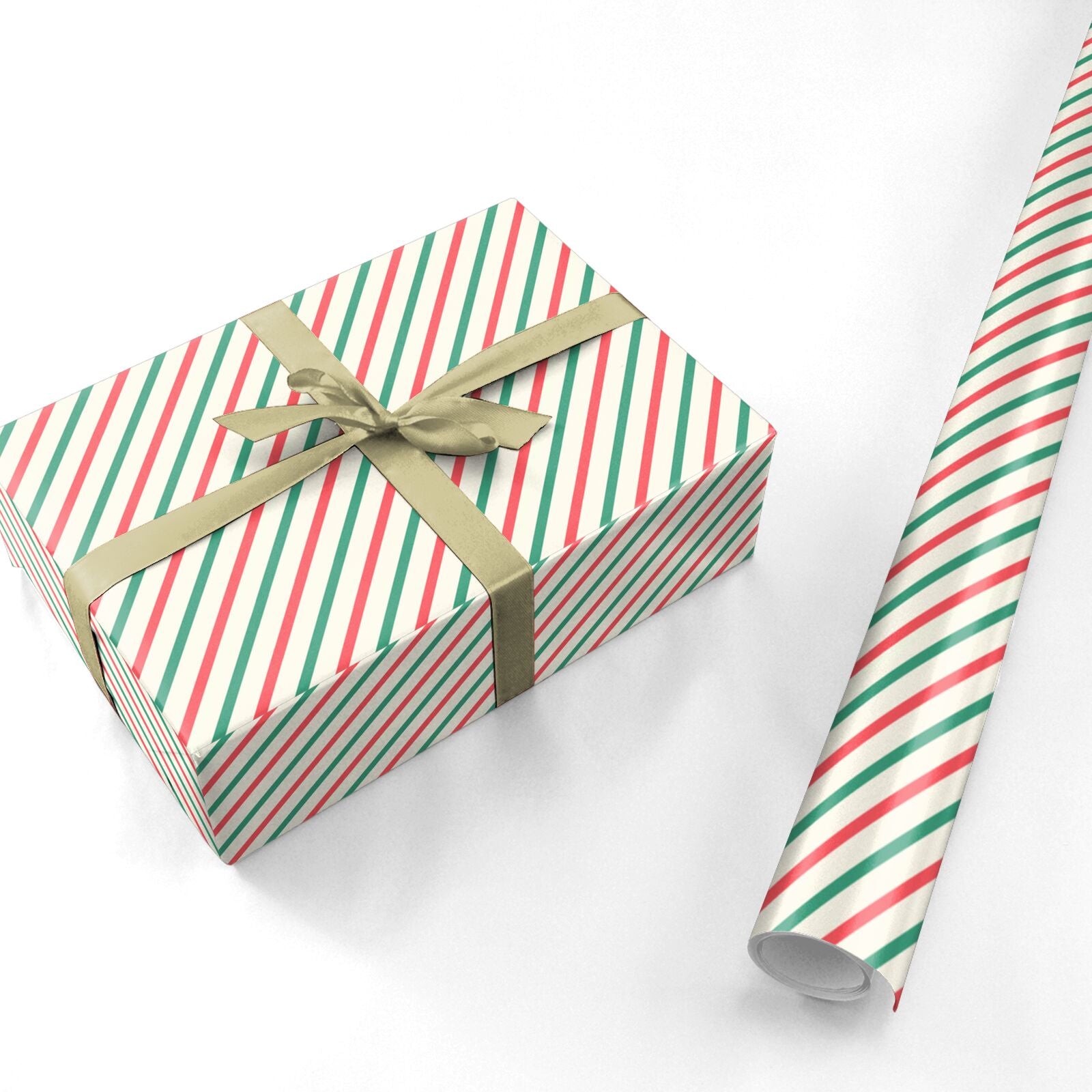 Candy Cane Christmas Striped Personalised Wrapping Paper