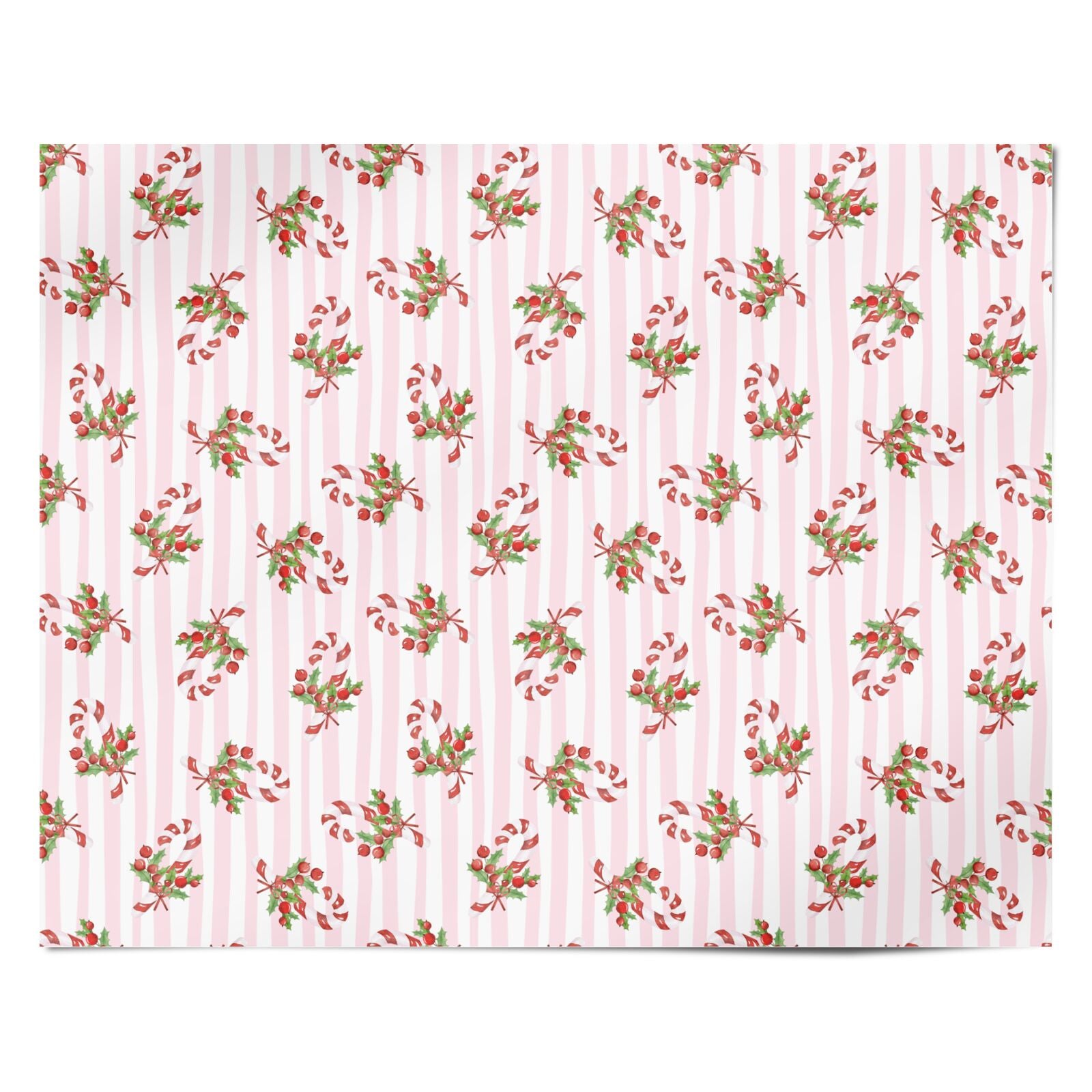 Candy Cane Holly Personalised Wrapping Paper Alternative