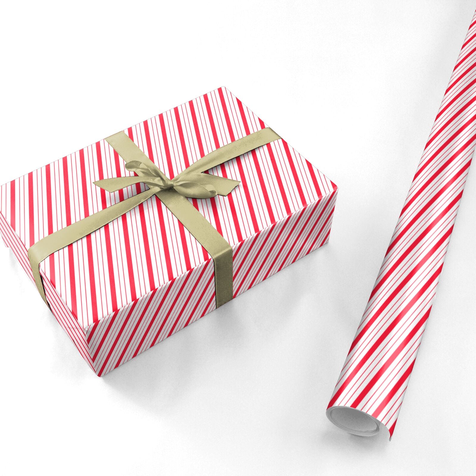 Candy Cane Pinstripe Christmas Personalised Wrapping Paper