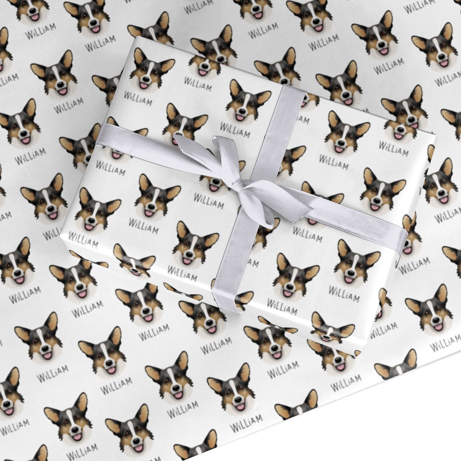 Cardigan Welsh Corgi Icon with Name Custom Wrapping Paper