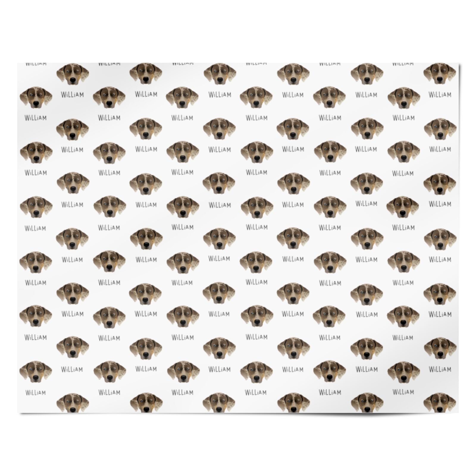 Catahoula Leopard Dog Icon with Name Personalised Wrapping Paper Alternative